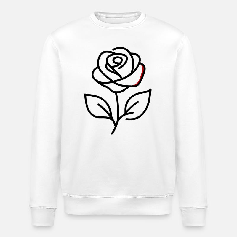 minimalistische stehende Rose - Stanley/Stella Unisex Bio-Sweatshirt ROLLER - Weiß