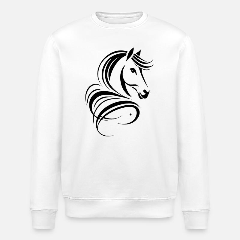 Abstrakte stilisierte Pferdezeichnung - Stanley/Stella Unisex Bio-Sweatshirt ROLLER - Weiß
