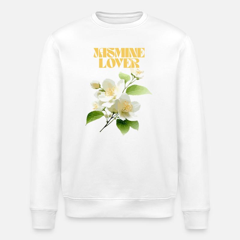 Elegantes Jasminblüten-Design - Stanley/Stella Unisex Bio-Sweatshirt ROLLER - Weiß