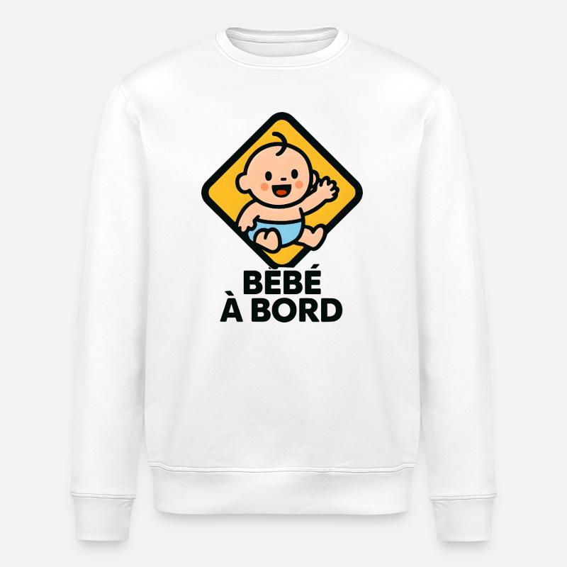 Bébé à Bord Icône Douce - Sweat bio ROLLER Stanley/Stella Unisexe - blanc