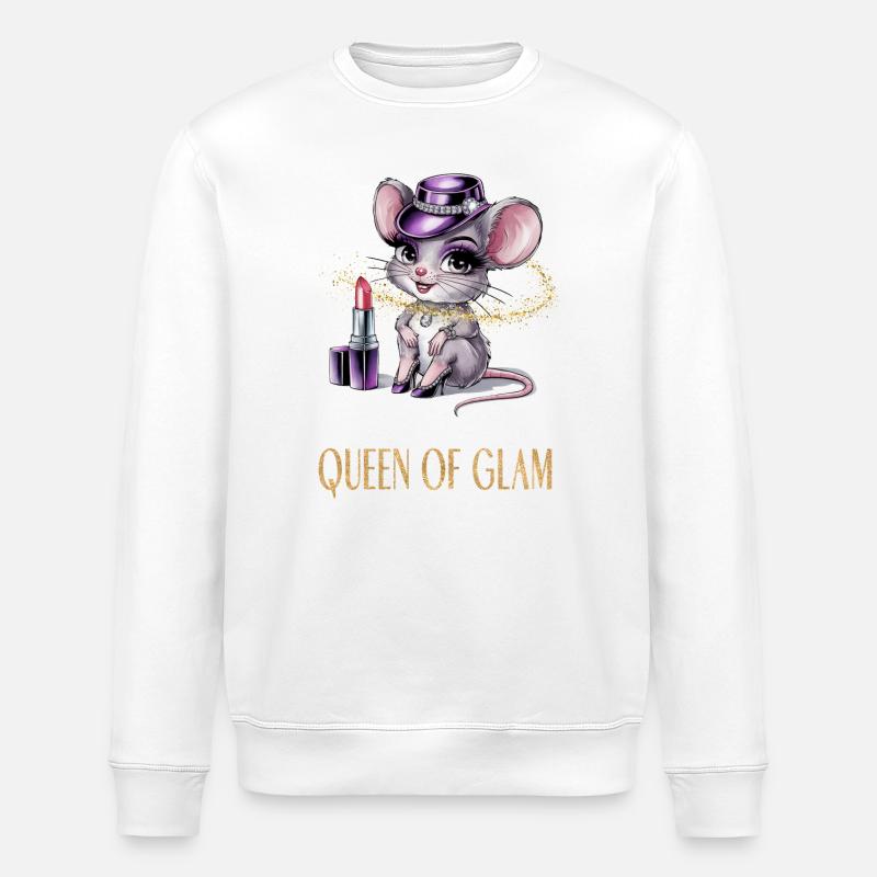 Reine du Glam Souris Mignonne - Sweat bio ROLLER Stanley/Stella Unisexe - blanc