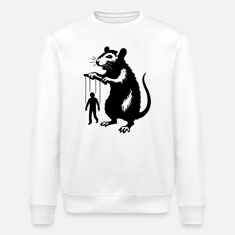Ratte mit Mensch als Marionette  - Stanley/Stella Unisex Bio-Sweatshirt ROLLER - Weiß