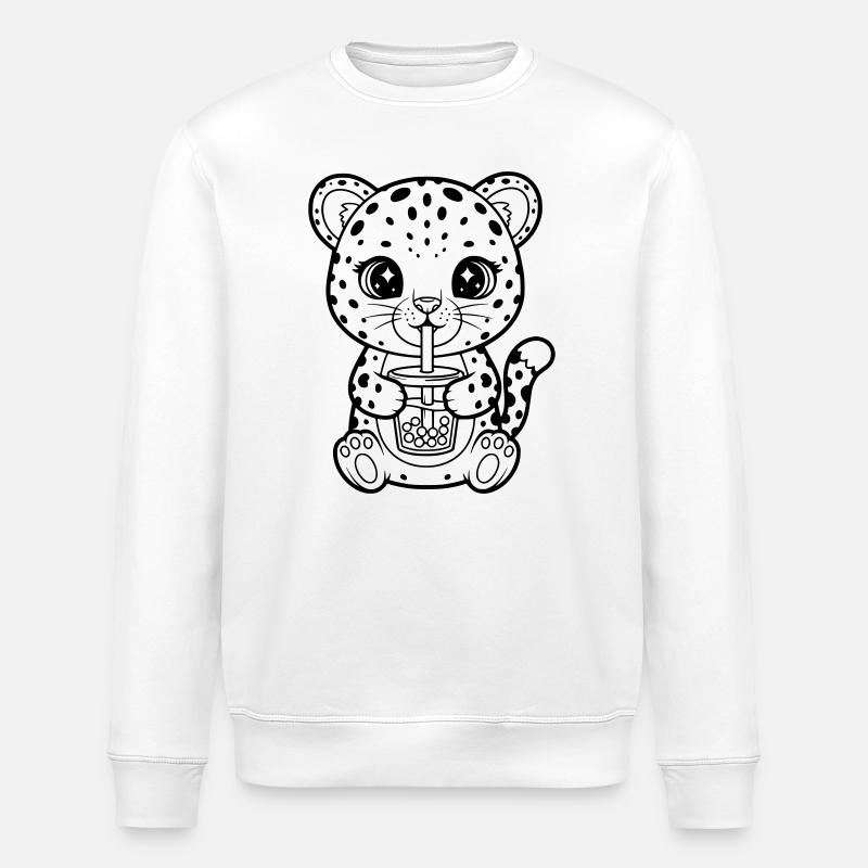 Leopard mit Becher - Stanley/Stella Unisex Bio-Sweatshirt ROLLER - Weiß