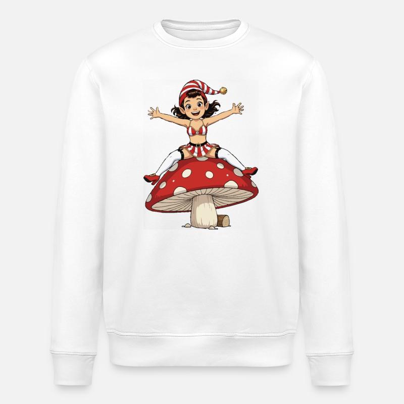 Fille lutin sous champignon - Sweat bio ROLLER Stanley/Stella Unisexe - blanc