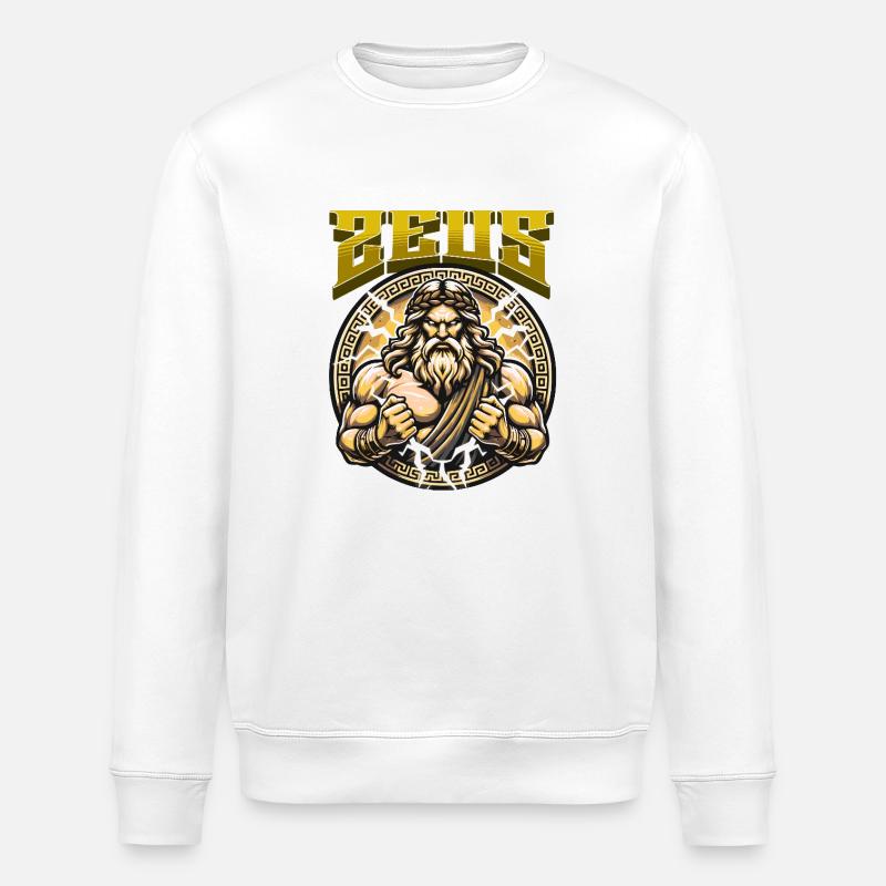 Zeus Kraft: Mythisches Blitzbild - Stanley/Stella Unisex Bio-Sweatshirt ROLLER - Weiß