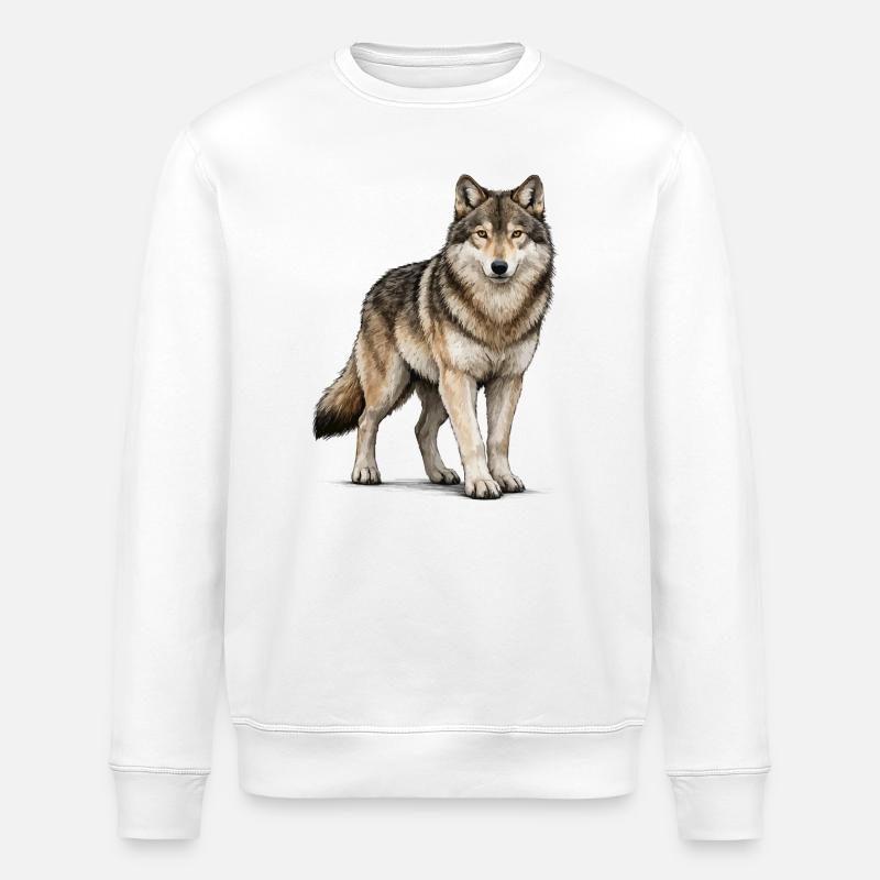 Wolf Tier - Stanley/Stella Unisex Bio-Sweatshirt ROLLER - Weiß