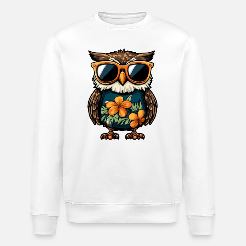 Eule Comic Urlaub - Stanley/Stella Unisex Bio-Sweatshirt ROLLER - Weiß