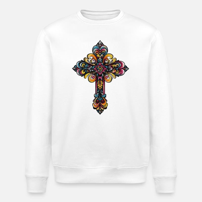 Kreuz Symbol - Stanley/Stella Unisex Bio-Sweatshirt ROLLER - Weiß