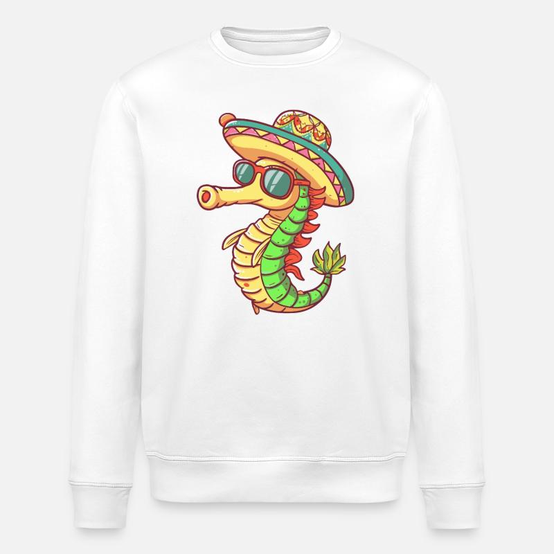 Sombrero drôle d’hippocampe - Sweat bio ROLLER Stanley/Stella Unisexe - blanc