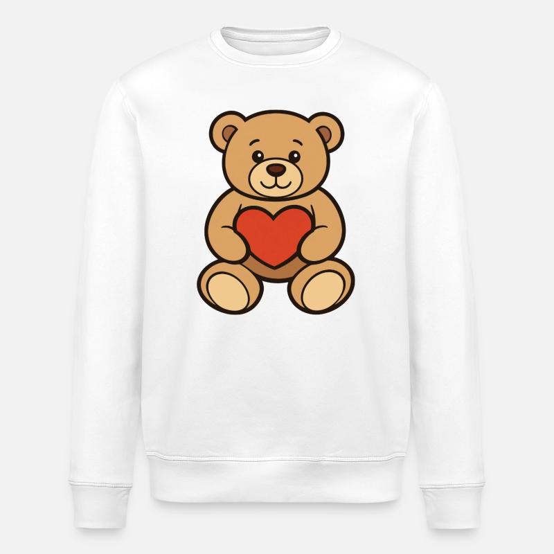 Teddy Bear with Heart Comic Art - Stanley/Stella ROLLER Unisex Organic Sweatshirt - white