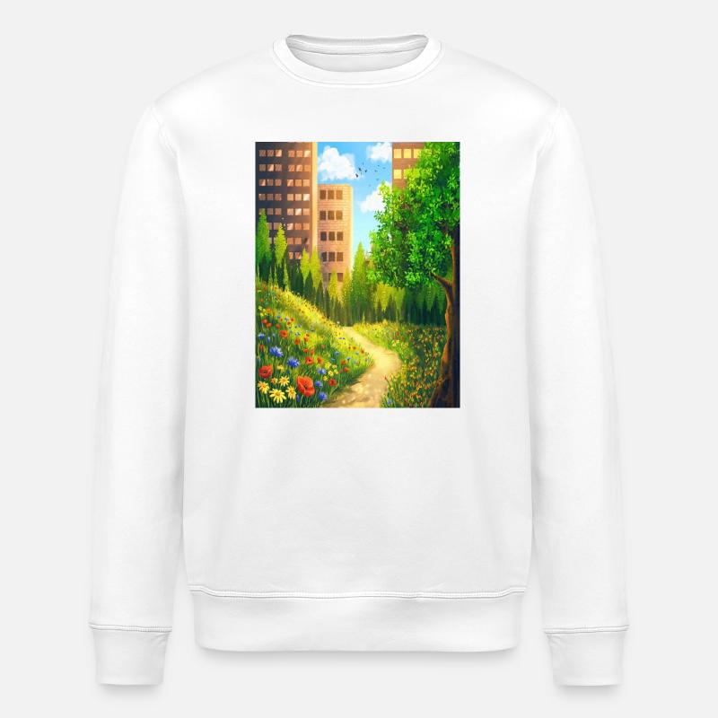 Sentier floral urbain - Sweat bio ROLLER Stanley/Stella Unisexe - blanc