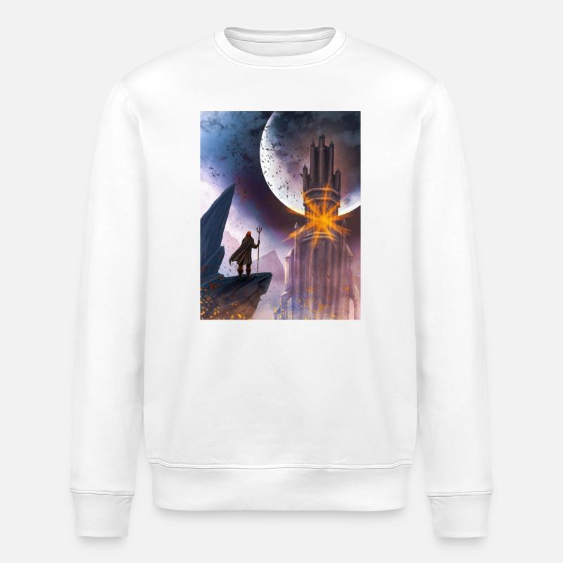 Moon and Fire Castle - Stanley/Stella ROLLER Unisex Organic Sweatshirt - white