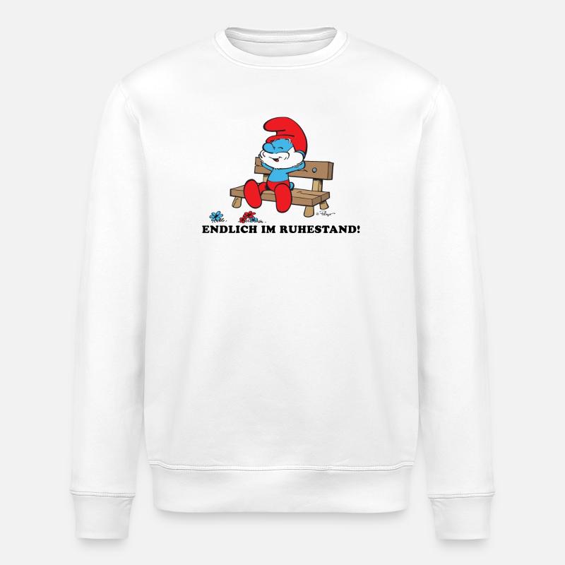 Schlümpfe Design Endlich Im Ruhestand - Stanley/Stella Unisex Bio-Sweatshirt ROLLER - Weiß
