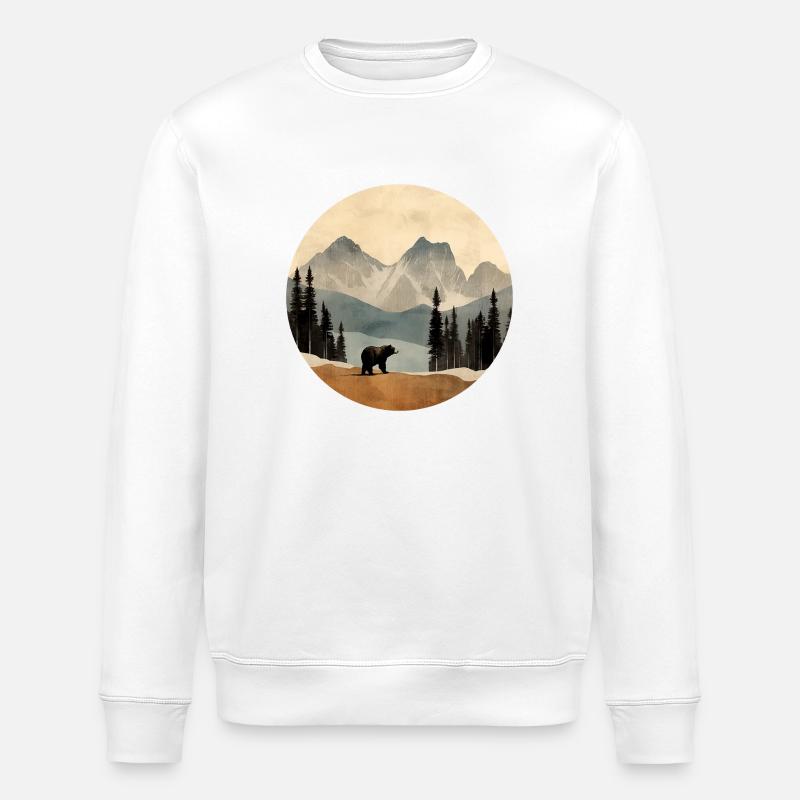 Bär in den Bergen - Stanley/Stella Unisex Bio-Sweatshirt ROLLER - Weiß