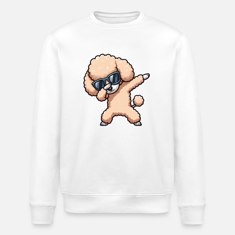 Cool Poodle Dab Pose Funny - Stanley/Stella ROLLER Unisex Organic Sweatshirt - white