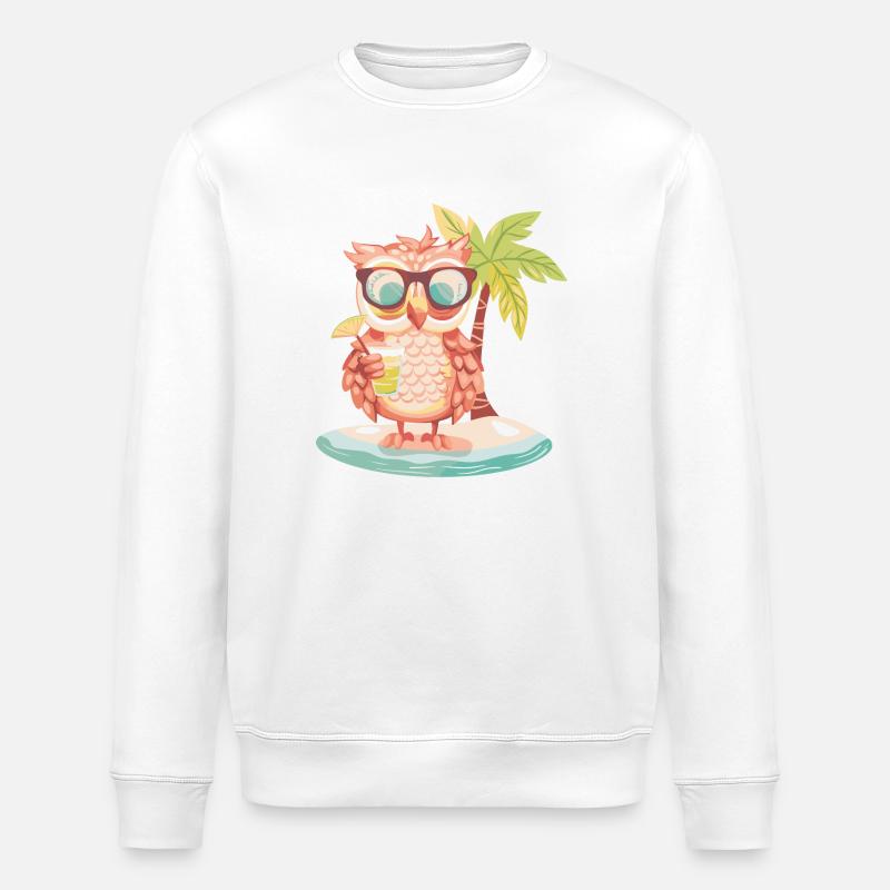 Eule Sommer Strand Urlaub - Stanley/Stella Unisex Bio-Sweatshirt ROLLER - Weiß