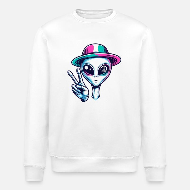 Peace Alien - Stanley/Stella Unisex Bio-Sweatshirt ROLLER - Weiß