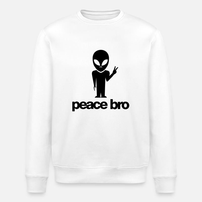 Peace bro alien - Stanley/Stella Unisex Bio-Sweatshirt ROLLER - Weiß