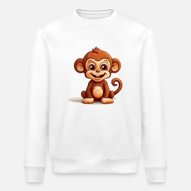 Logo de singe mignon - Sweat bio ROLLER Stanley/Stella Unisexe - blanc