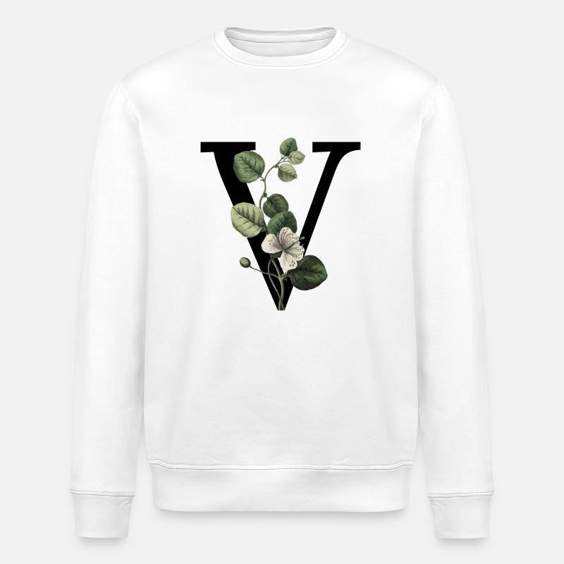 lettre v botanique vert - Sweat bio ROLLER Stanley/Stella Unisexe - blanc