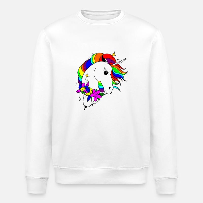 Regenbogen-Einhorn - Stanley/Stella Unisex Bio-Sweatshirt ROLLER - Weiß