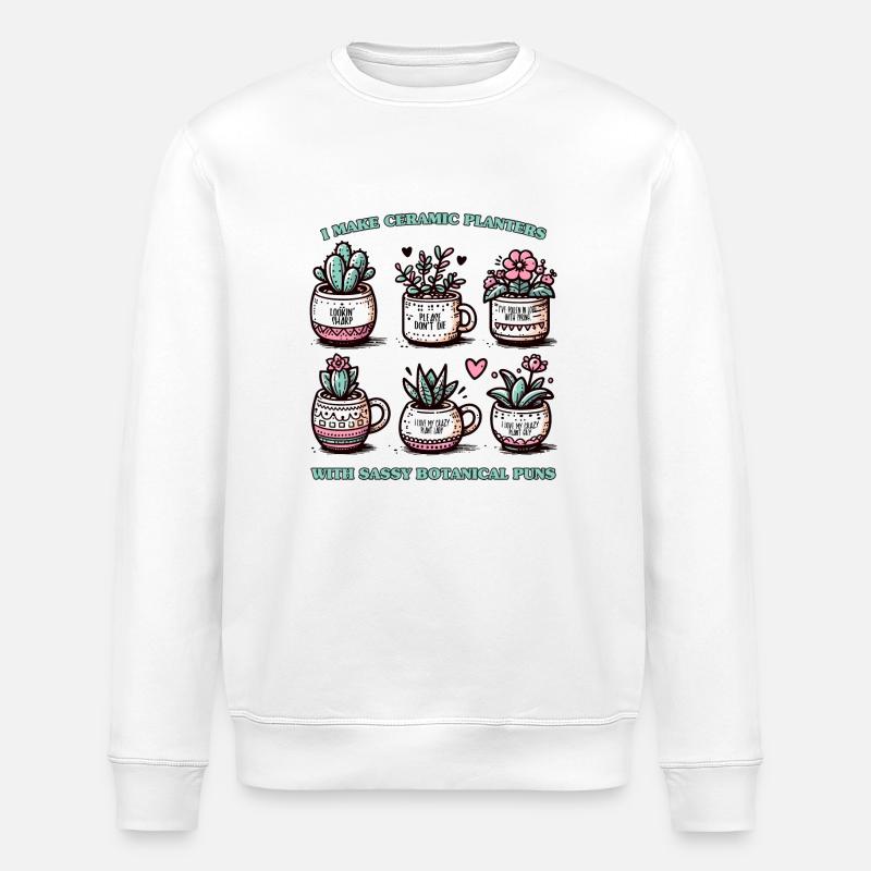 Ceramic Planters - Stanley/Stella ROLLER Unisex Organic Sweatshirt - white