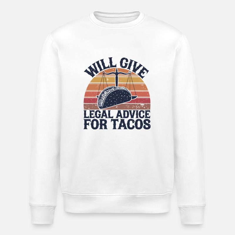 Tacos vs conseils juridiques - Sweat bio ROLLER Stanley/Stella Unisexe - blanc