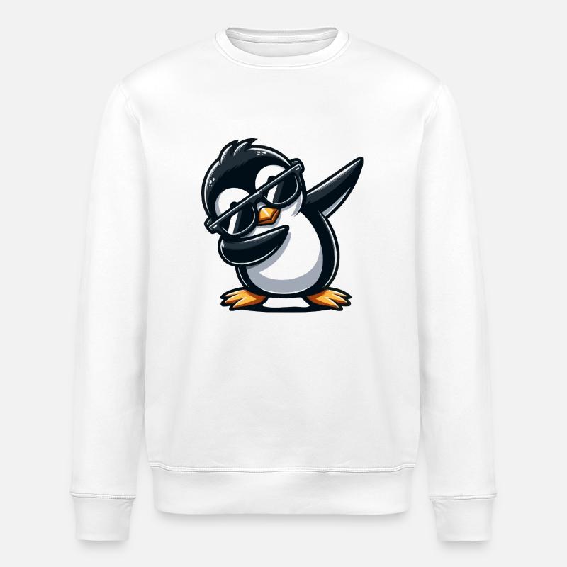 Pinguin Dabbing - Stanley/Stella Unisex Bio-Sweatshirt ROLLER - Weiß