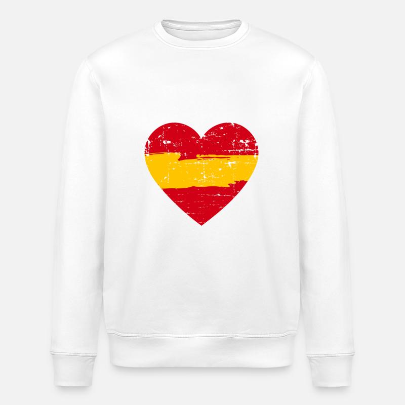 Spanien Herz Flagge - Stanley/Stella Unisex Bio-Sweatshirt ROLLER - Weiß