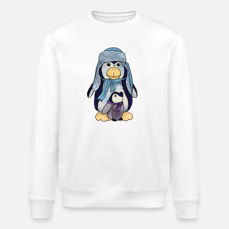 Pinguin mit Kind - Stanley/Stella Unisex Bio-Sweatshirt ROLLER - Weiß