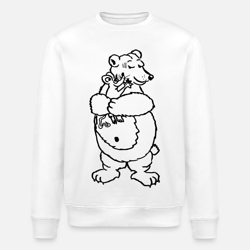souris ours câlin amour souris ours - Sweat bio ROLLER Stanley/Stella Unisexe - blanc