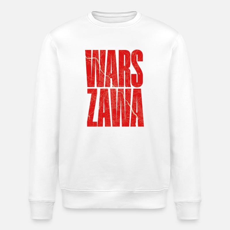 Warszawa lettering with city map pattern - Stanley/Stella ROLLER Unisex Organic Sweatshirt - white