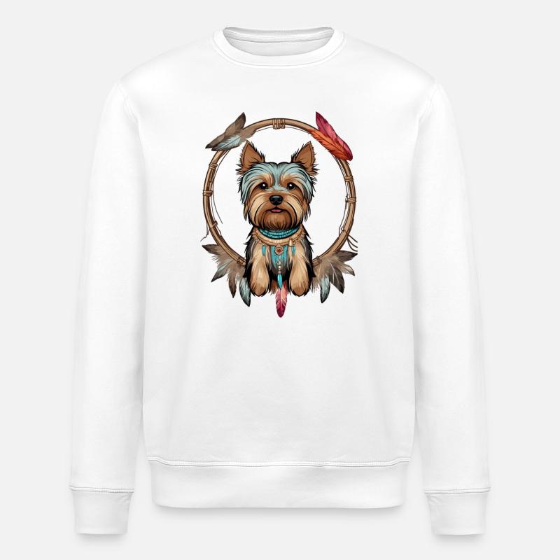 Yorkshire Terrier Traumfänger - Stanley/Stella Unisex Bio-Sweatshirt ROLLER - Weiß