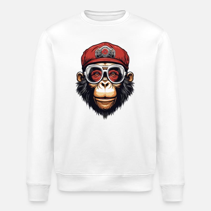 Cooler Affe - Stanley/Stella Unisex Bio-Sweatshirt ROLLER - Weiß