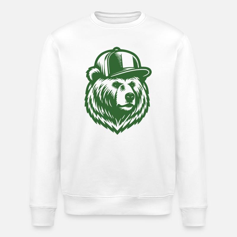 Cool Grizzly (Grün) - Stanley/Stella Unisex Bio-Sweatshirt ROLLER - Weiß