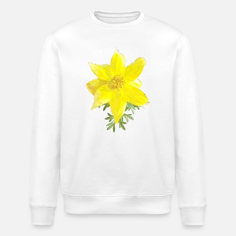 Gelbe Blüten-Aquarell - Stanley/Stella Unisex Bio-Sweatshirt ROLLER - Weiß