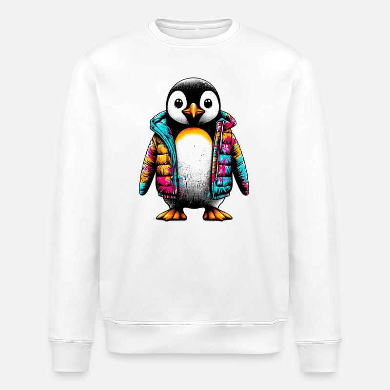 Penguin with jacket jacket - Stanley/Stella ROLLER Unisex Organic Sweatshirt - white