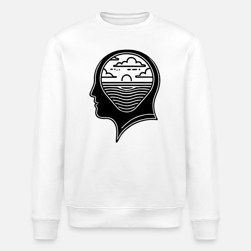 Innerer Frieden – Kopf mit Sonnenuntergang - Stanley/Stella Unisex Bio-Sweatshirt ROLLER - Weiß