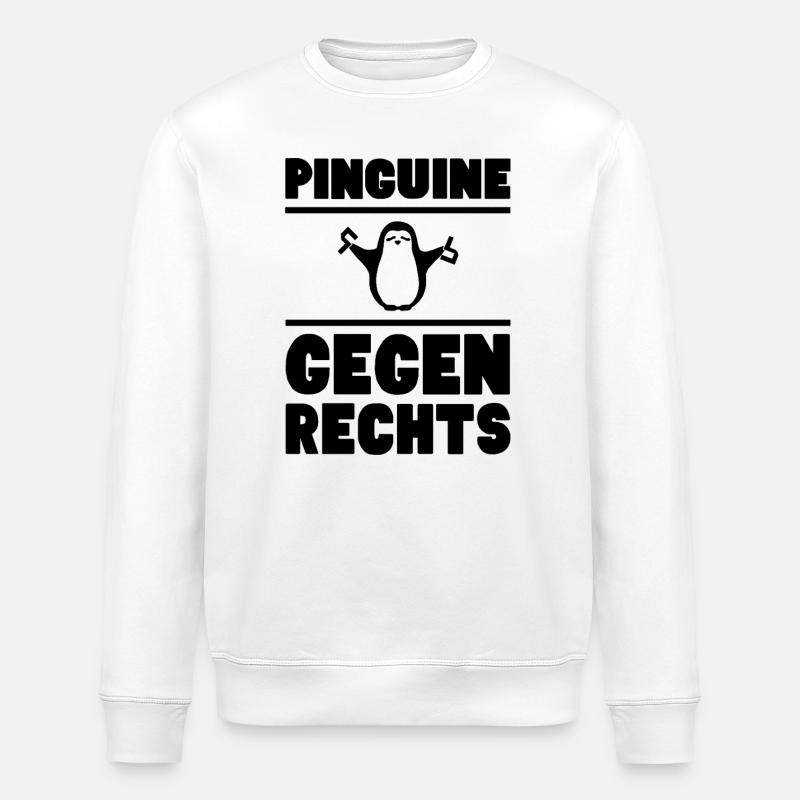 Pinguine gegen rechts / schwarz - Stanley/Stella Unisex Bio-Sweatshirt ROLLER - Weiß