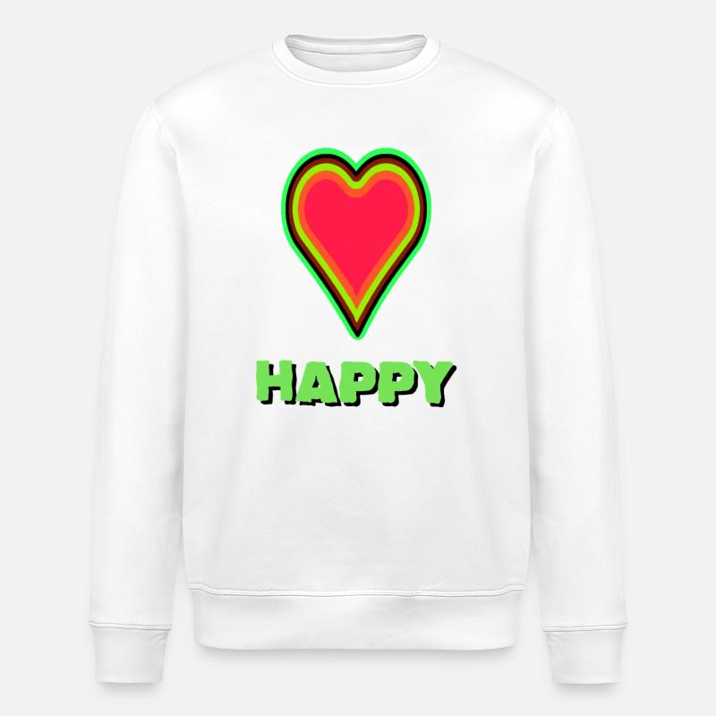 VIBRANT heart graphic with neon framing - Stanley/Stella ROLLER Unisex Organic Sweatshirt - white