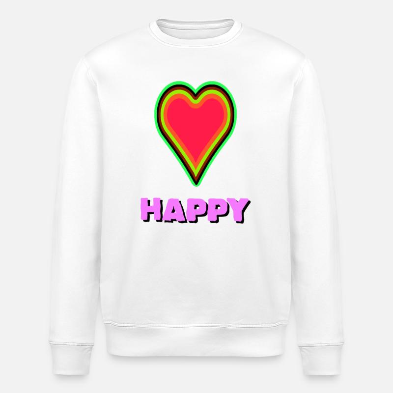 Leuchtendes Herz mit Glückssymbolik - Stanley/Stella Unisex Bio-Sweatshirt ROLLER - Weiß