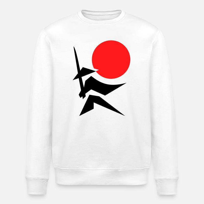 Abstract Image with Samurai Red Black - Stanley/Stella ROLLER Unisex Organic Sweatshirt - white
