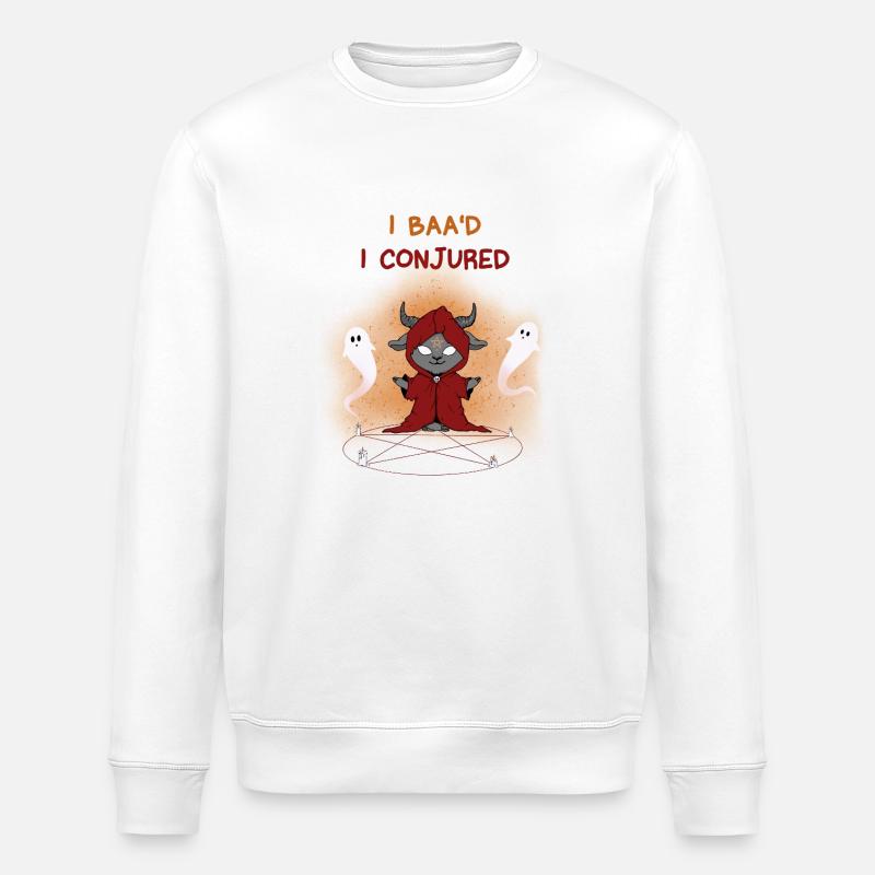 Celestial Magic Goat with Ghosts - Stanley/Stella ROLLER Unisex Organic Sweatshirt - white