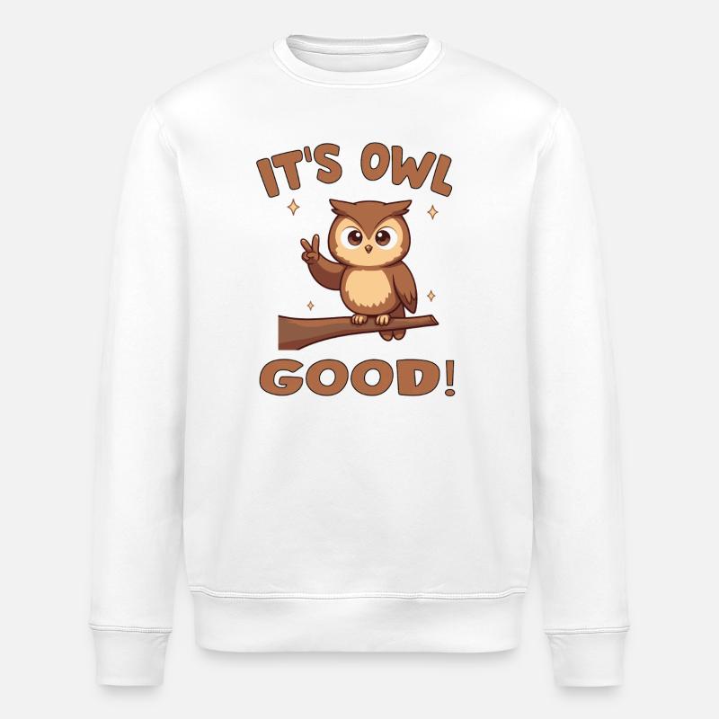 Niedliche Eule mit aufmunternder Botschaft - Stanley/Stella Unisex Bio-Sweatshirt ROLLER - Weiß