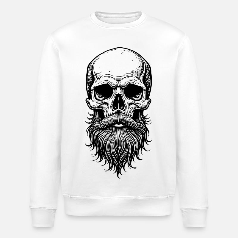 Skull mit Bart - Stanley/Stella Unisex Bio-Sweatshirt ROLLER - Weiß