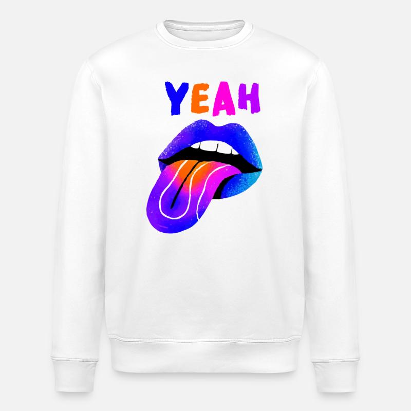 Vibrant Lips YEAH Pop Art - Stanley/Stella ROLLER Unisex Organic Sweatshirt - white