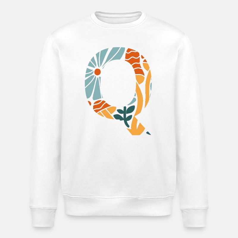 Lettre q fleurs groovy idée cadeau  - Sweat bio ROLLER Stanley/Stella Unisexe - blanc