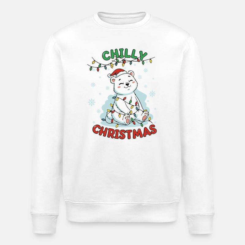 Niedlicher Weihnachts-Eisbär – Geschenk für Kinder - Stanley/Stella Unisex Bio-Sweatshirt ROLLER - Weiß
