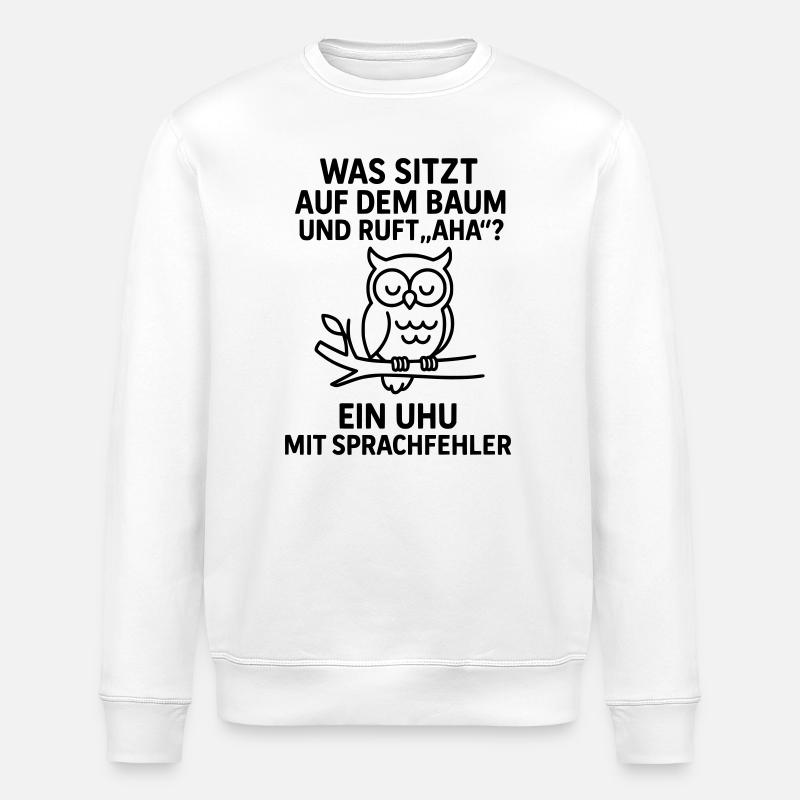 Eagle Owl Speech Error Joke - Stanley/Stella ROLLER Unisex Organic Sweatshirt - white