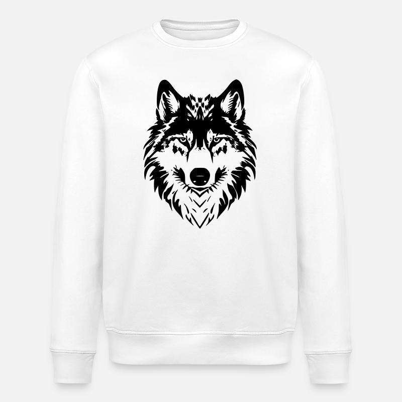 Wolf Head Art - Tête de Loup - Stanley/Stella ROLLER Unisex Organic Sweatshirt - white